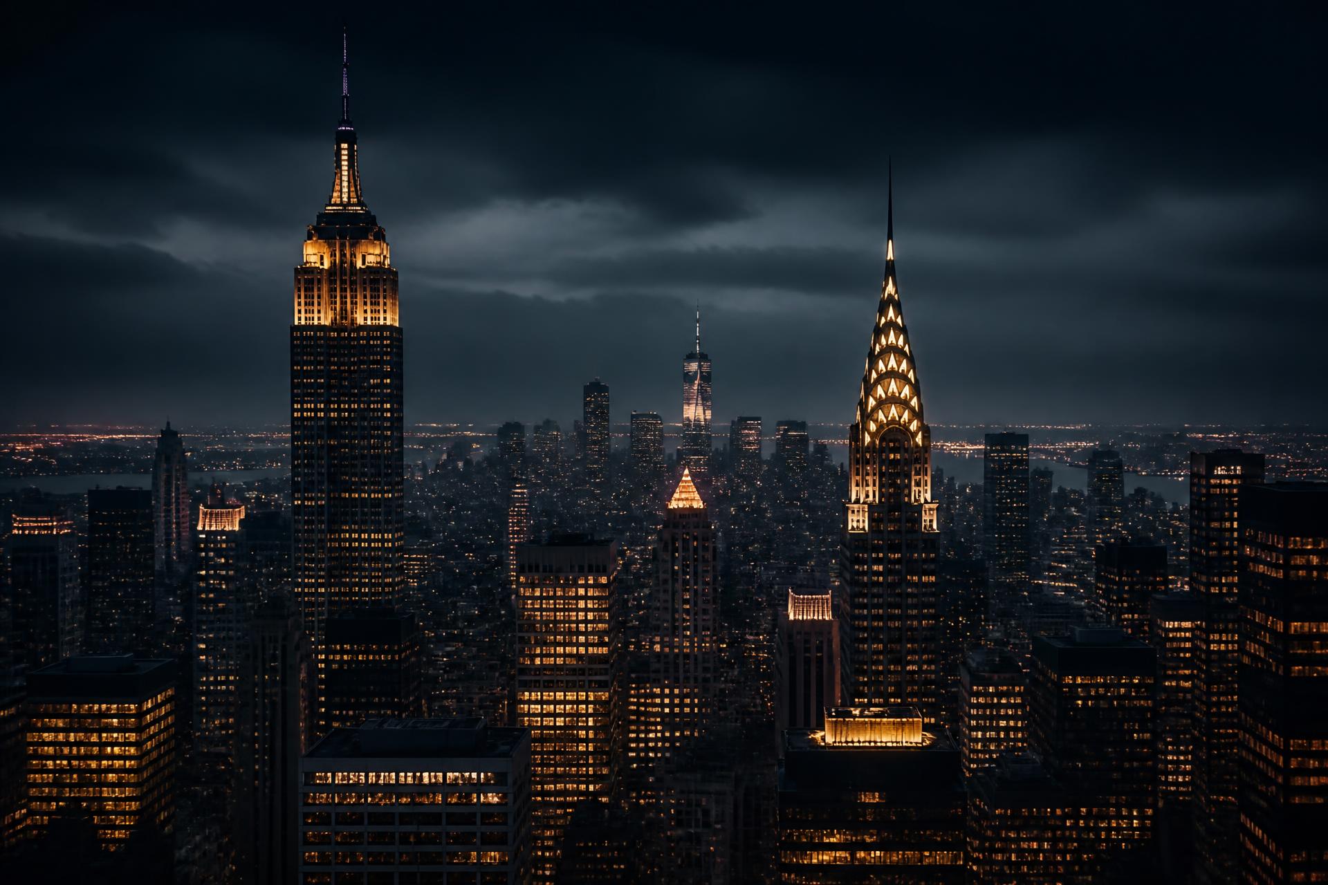 Manhattan skyline at dusk